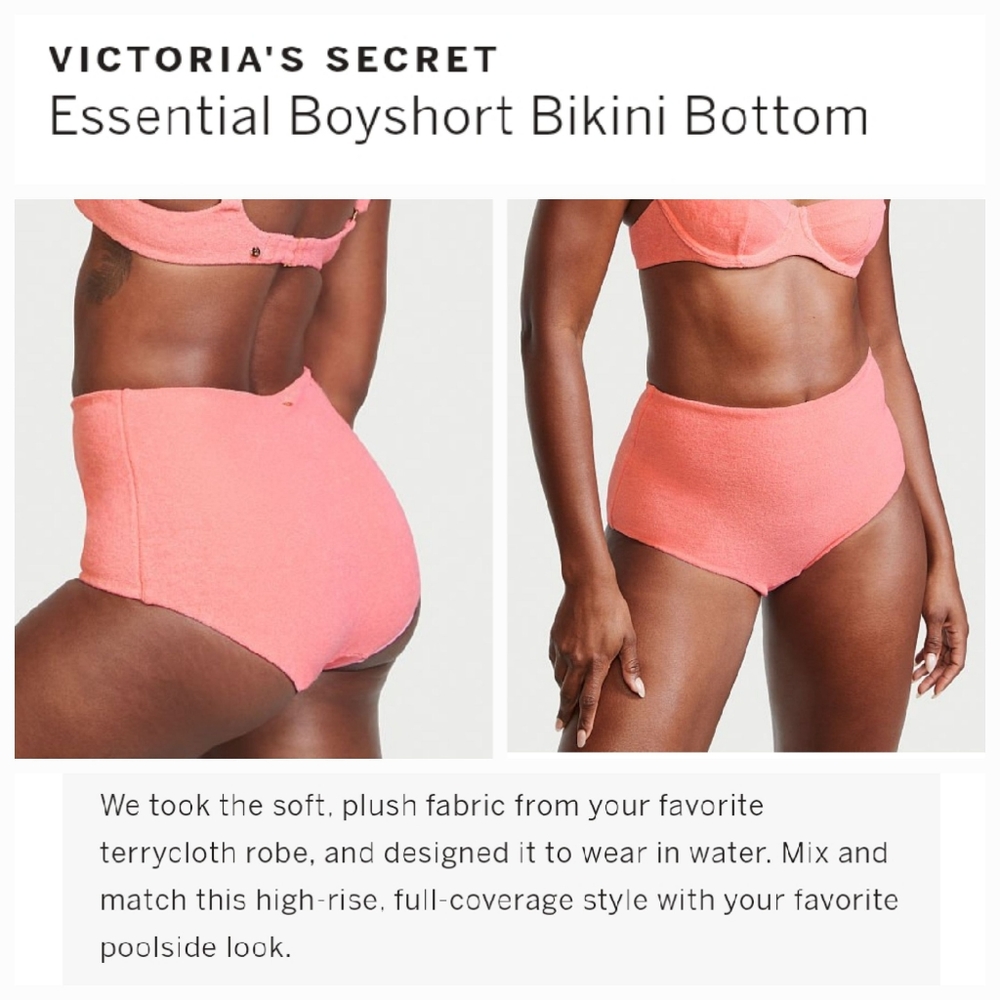 Victoria's secret terry-cloth boyshort full coverage swim bikini bottom SMALL